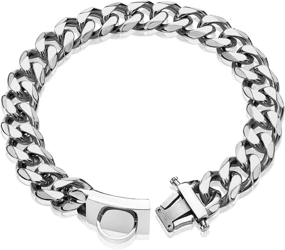 Dog Collar - TitanSteel-Silver-17.72 inches-Nora Luxe