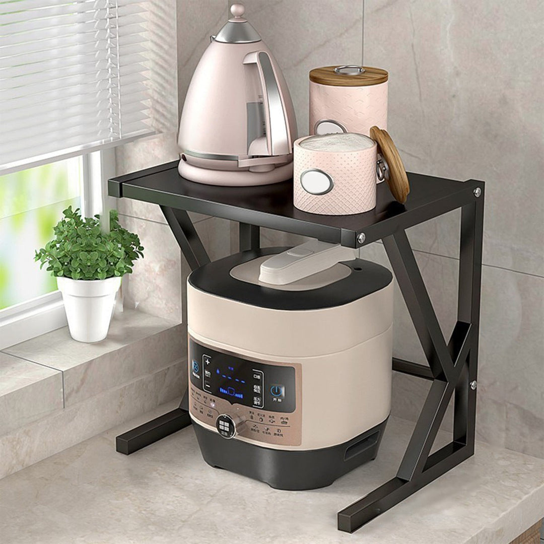 Double Layer Kitchen Storage Rack - Milan-15.75 inches - Black-Nora Luxe