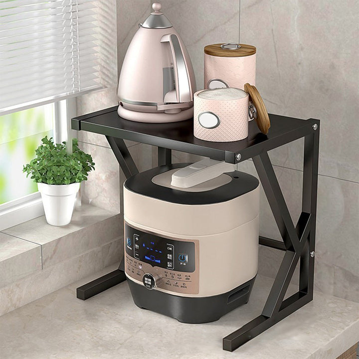 Double Layer Kitchen Storage Rack - Milan-15.75 inches - Black-Nora Luxe