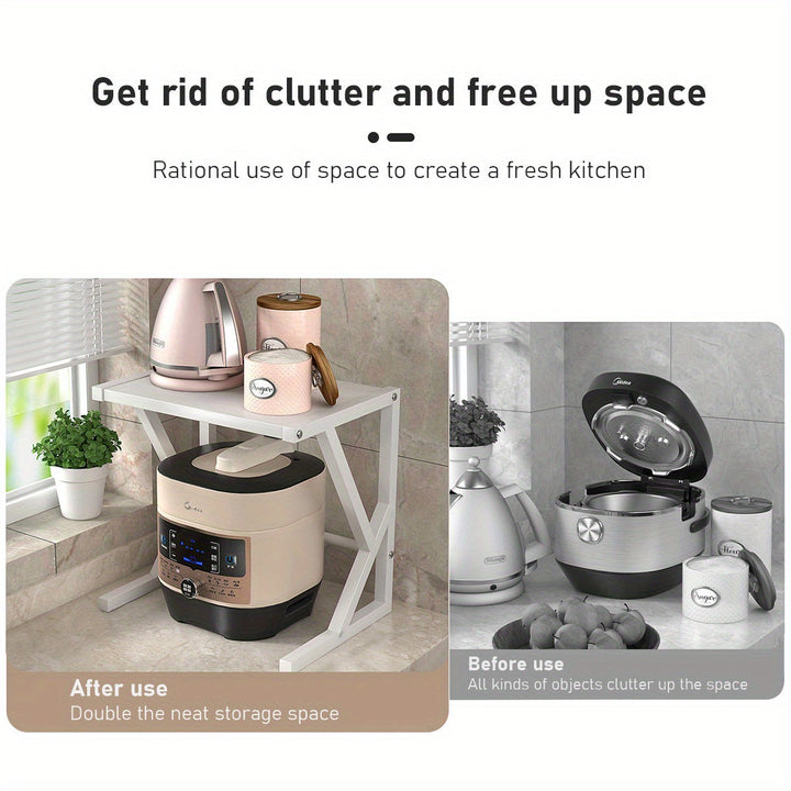 Double Layer Kitchen Storage Rack - Milan-15.75 inches - White-Nora Luxe