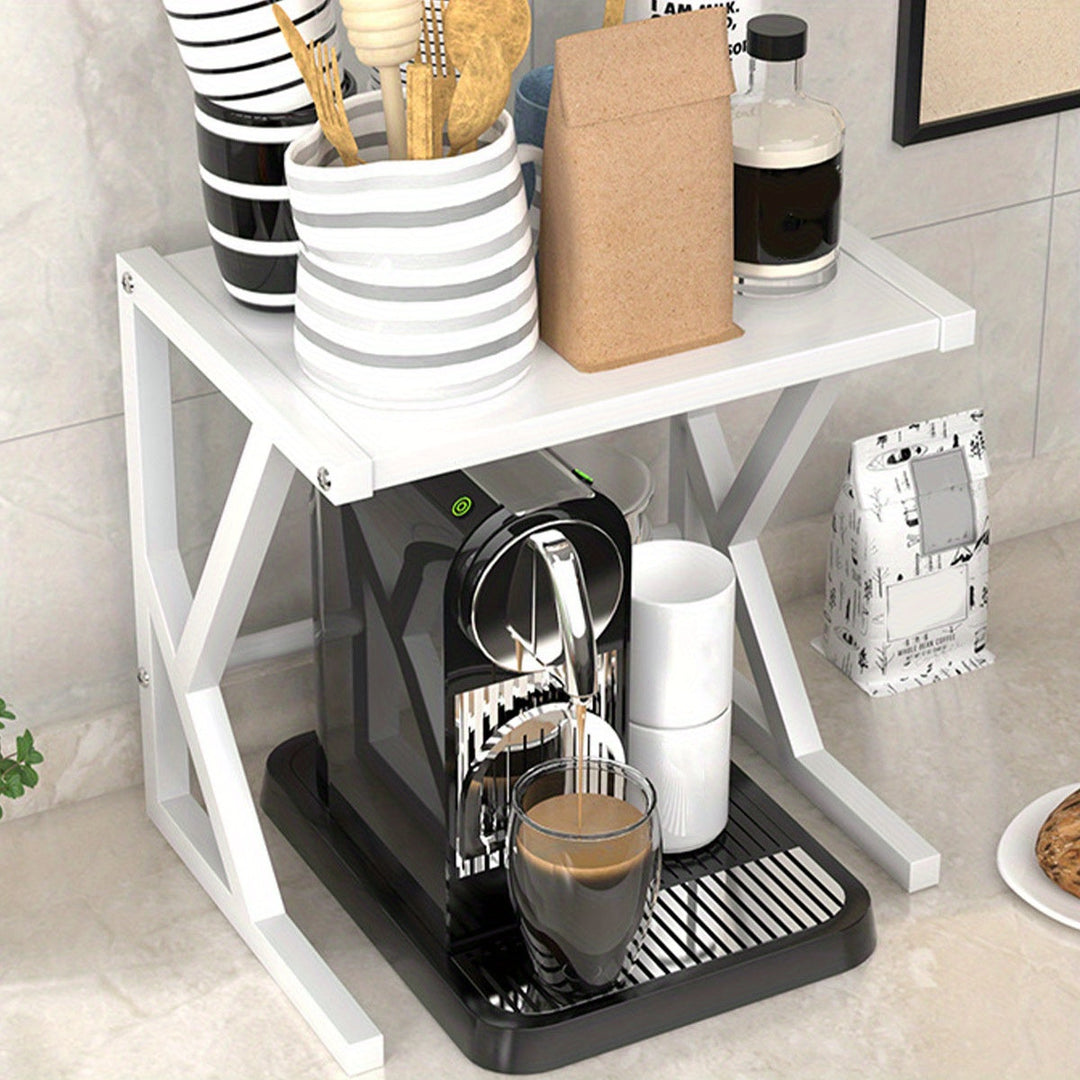 Double Layer Kitchen Storage Rack - Milan-15.75 inches - White-Nora Luxe