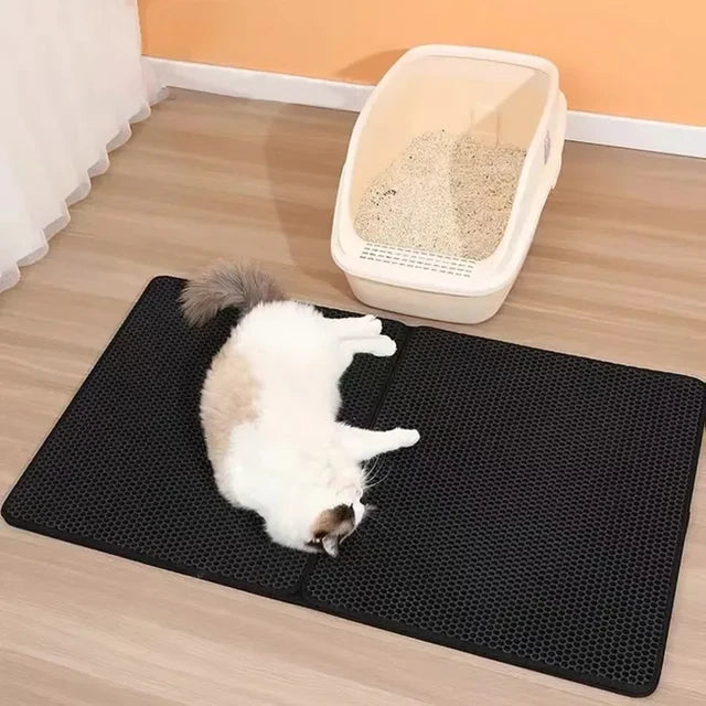 Double-layered Cat Litter Mat (Buy 1 Get 1 Free!) – PawCatch-Black-12×12 in-Nora Luxe