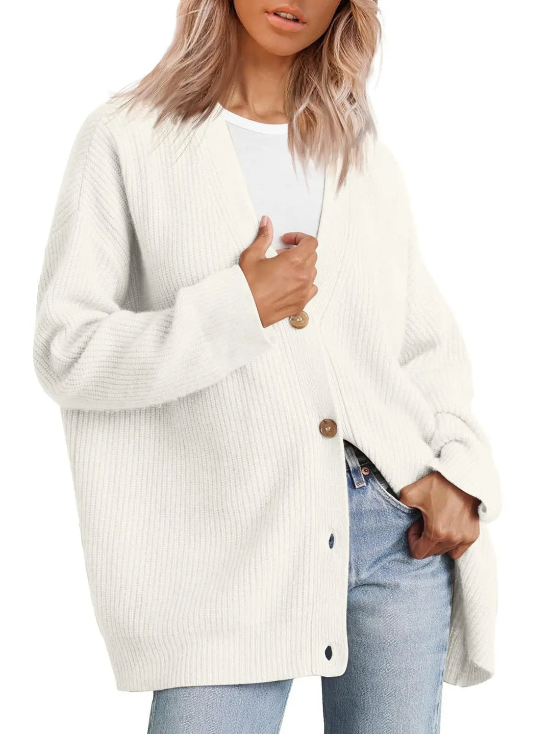 Ladies Cashmere Cardigan with V-neck – Sylvie