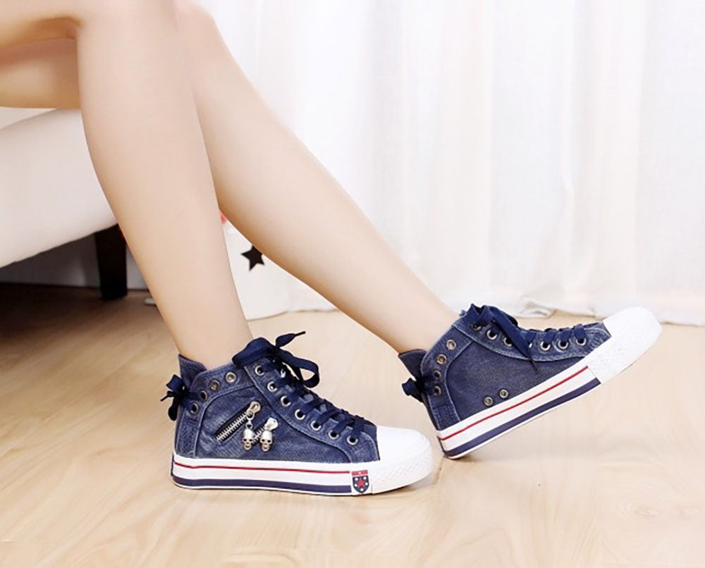 Trendy High Denim Women’s Sneakers – Selina