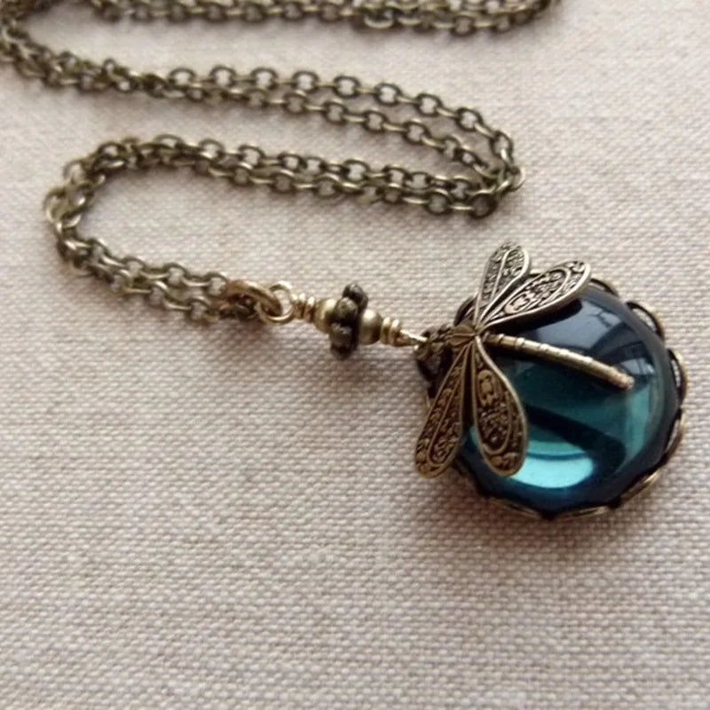 Dragonfly Moonstone Necklace | Elegant Jewellery for Women-Blue-Nora Luxe