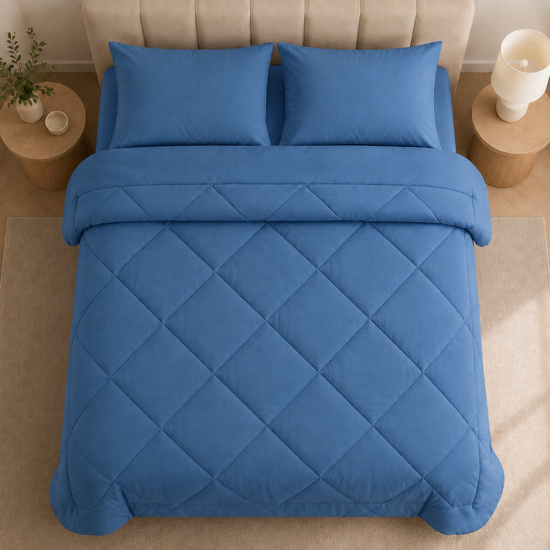 Orange 2-in-1 comforter with matching pillowcases, another view.