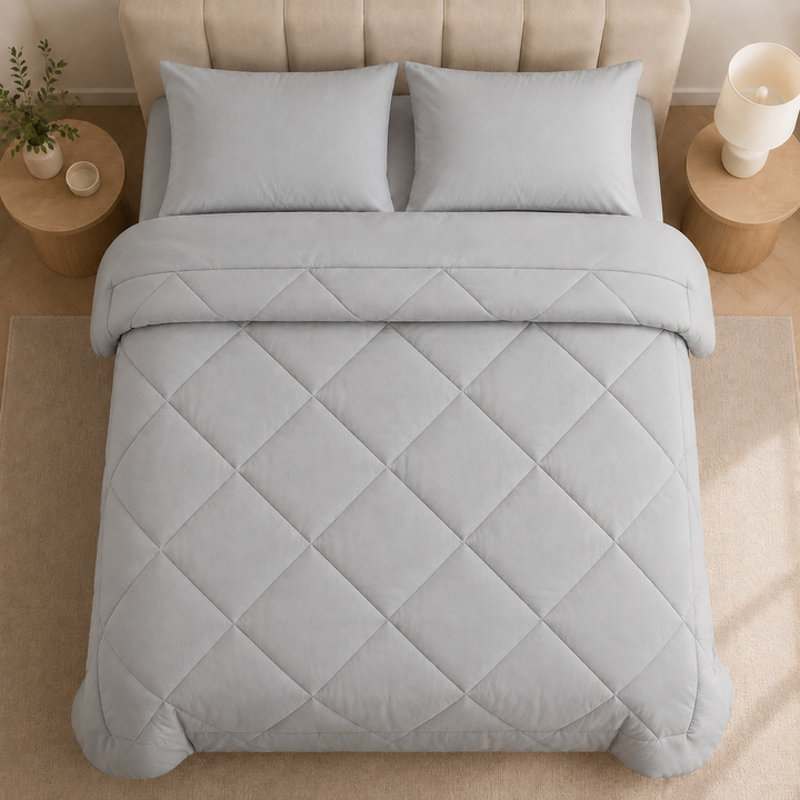 Orange 2-in-1 comforter with matching pillowcases, another view.