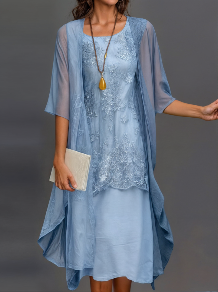 Dress with floral pattern – Eliana-Blue-S-Nora Luxe