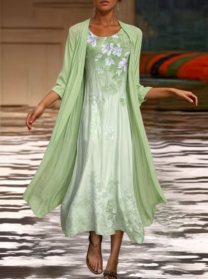 Dress with floral pattern – Eliana-Green-S-Nora Luxe