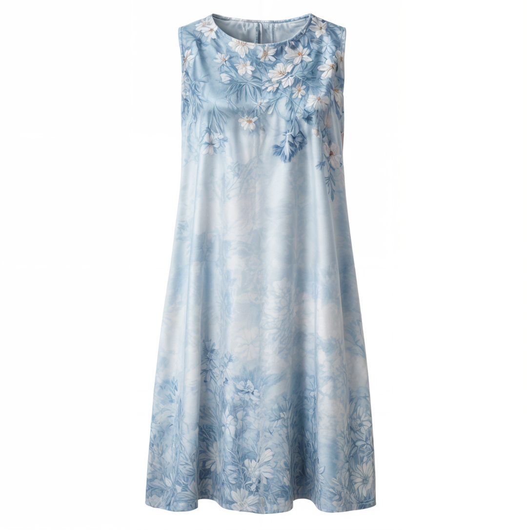 Dress with floral pattern – Eliana-Light blue-S-Nora Luxe