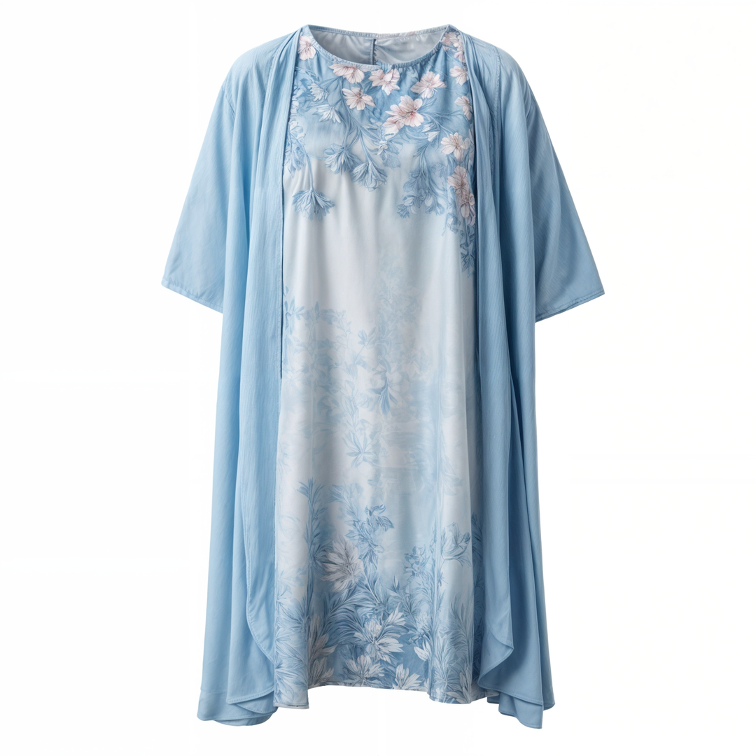Dress with floral pattern – Eliana-Light blue-S-Nora Luxe