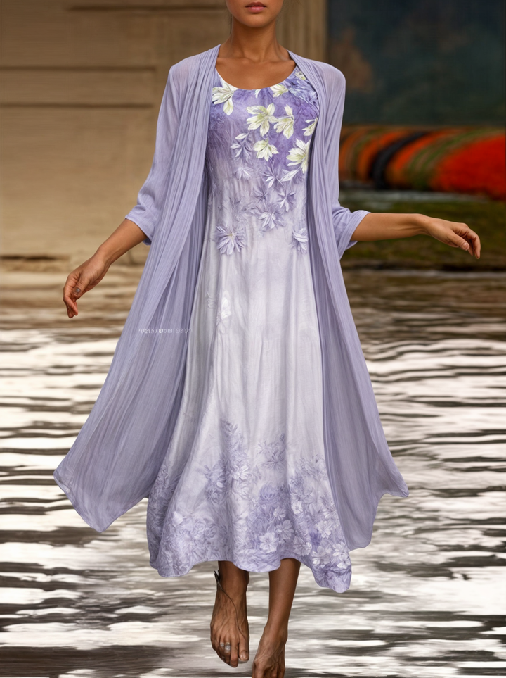 Dress with floral pattern – Eliana-Purple-S-Nora Luxe