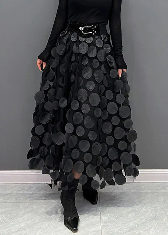 Dress with Polka Dots and Flowing Cut – Fleur-Black-S-Nora Luxe