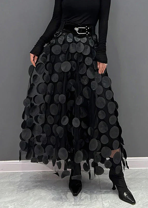 Dress with Polka Dots and Flowing Cut – Fleur-Black-S-Nora Luxe