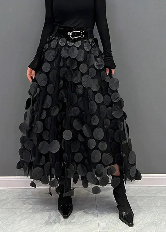 Dress with Polka Dots and Flowing Cut – Fleur-Black-S-Nora Luxe