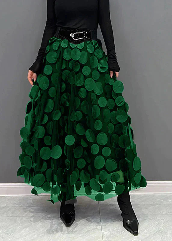 Dress with Polka Dots and Flowing Cut – Fleur-Dark green-S-Nora Luxe