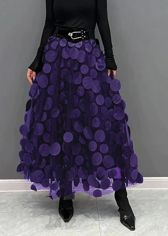 Dress with Polka Dots and Flowing Cut – Fleur-Purple-S-Nora Luxe