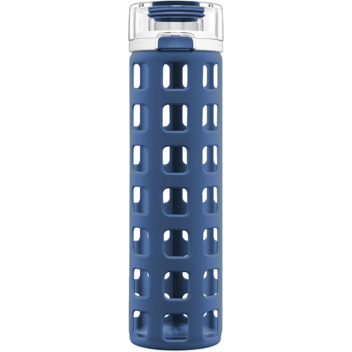 Durable Glass Water Bottle with One-Touch Flip Lid-Blue-Nora Luxe