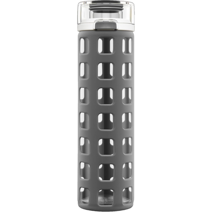 Durable Glass Water Bottle with One-Touch Flip Lid-Grey-Nora Luxe
