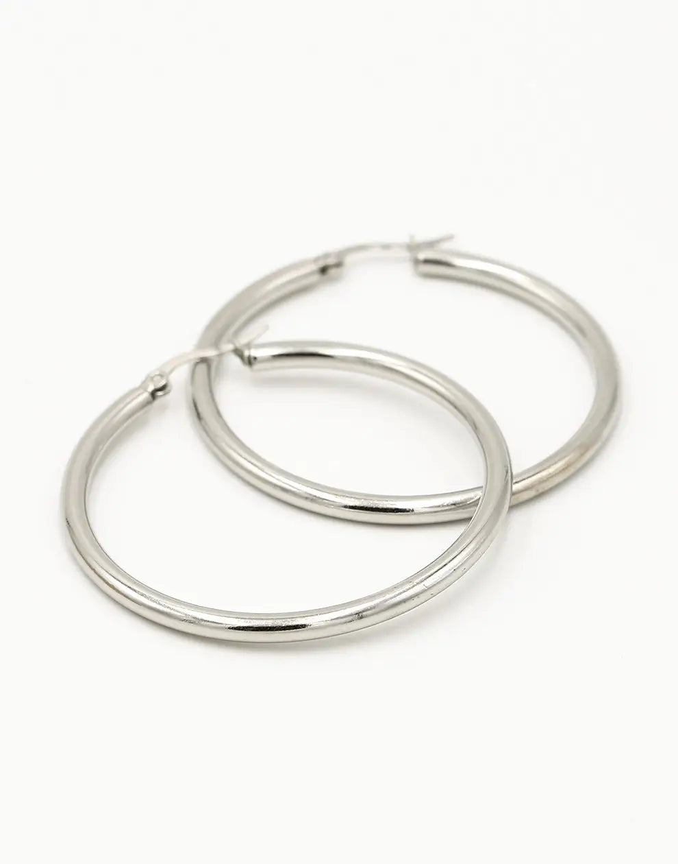 Earrings with 40 mm Diameter - Elegant Silver Hoops-925 Sterling Silver-Nora Luxe