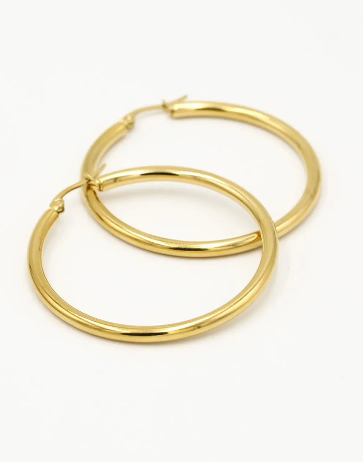 Earrings with 40 mm Diameter - Elegant Silver Hoops-Gold-plated-Nora Luxe