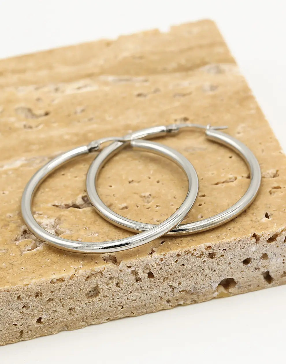 Earrings with 40 mm Diameter - Elegant Silver Hoops-Gold-plated-Nora Luxe