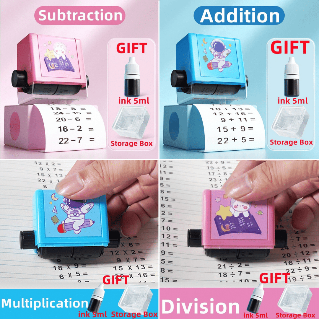 Educational Calculation Stamp for Children - SumStamp-Set of 4 (+ - x ÷)-Nora Luxe