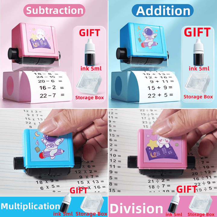 Educational Calculation Stamp for Children - SumStamp-Set of 4 (+ - x ÷)-Nora Luxe