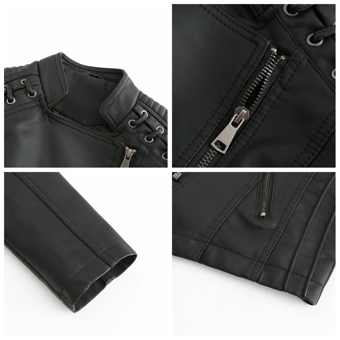 Elani - Trendy Leather Jacket for Women-Black-S-Nora Luxe