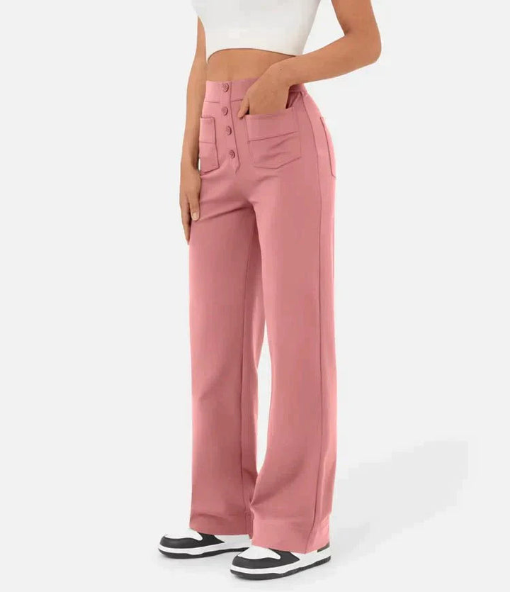 Elastic High Waist Women's Trousers - Isabeau-Green-S-The Livary