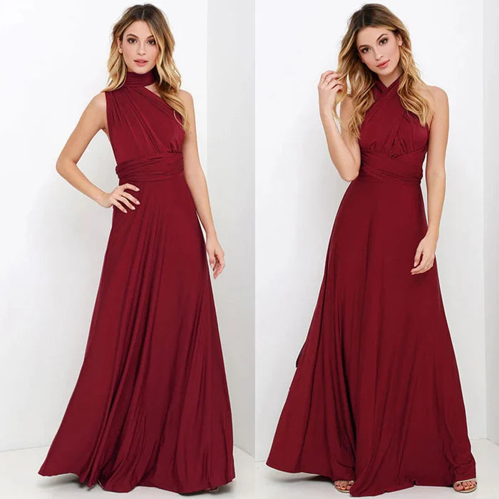 Elastic Wrap Dress - Isla-Bordeaux red-S-Nora Luxe