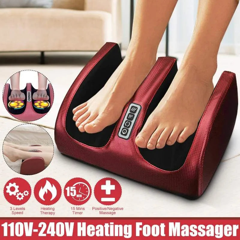 Electric Foot Massager with Heat and Shiatsu Therapy - RelaxFoot-Gold with Remote Control-Nora Luxe