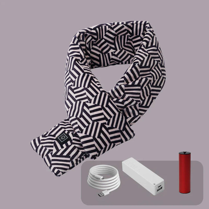 Electric Heated Scarf - Elina-Black and White-Nora Luxe