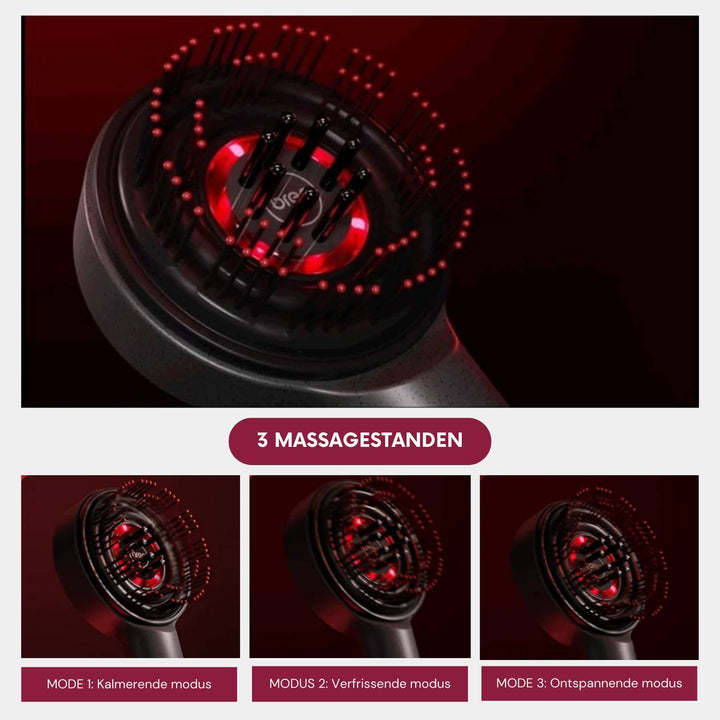 Electric Scalp Massager Brush with LED Light Therapy - GlowScalp-Red-Nora Luxe