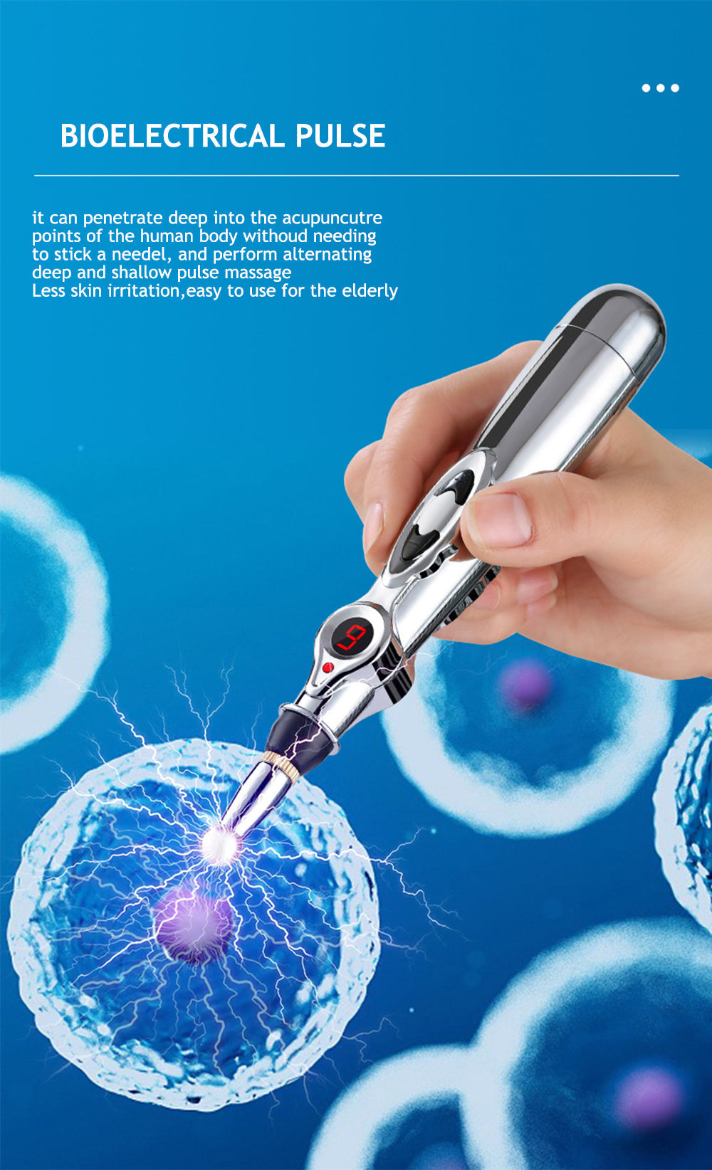 ELECTRONIC ACUPUNCTURE PEN - MERIDIAN ENERGY MASSAGE PEN FOR PAIN RELIEF-2 Heads-Nora Luxe