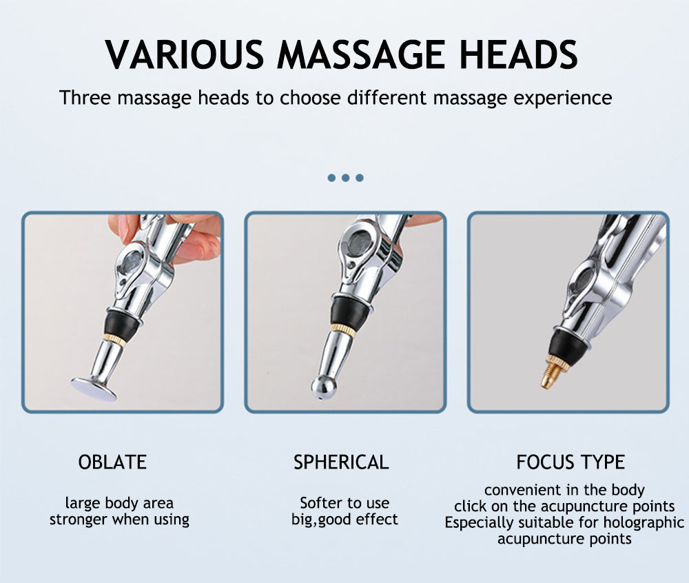 ELECTRONIC ACUPUNCTURE PEN - MERIDIAN ENERGY MASSAGE PEN FOR PAIN RELIEF-2 Heads-Nora Luxe