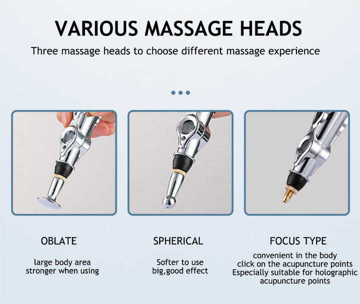 ELECTRONIC ACUPUNCTURE PEN - MERIDIAN ENERGY MASSAGE PEN FOR PAIN RELIEF-2 Heads-Nora Luxe