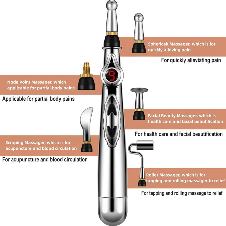 ELECTRONIC ACUPUNCTURE PEN - MERIDIAN ENERGY MASSAGE PEN FOR PAIN RELIEF-2 Heads-Nora Luxe