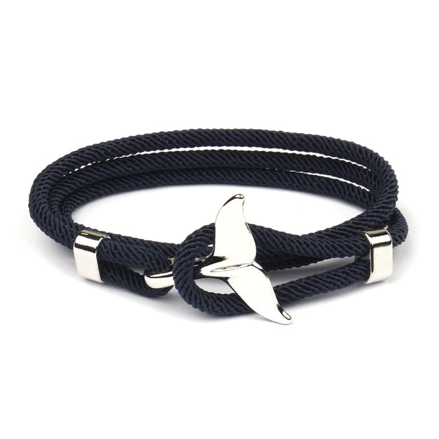 Elegant Anchor Bracelet | Nautical Charm | Adjustable Fit-Fishtail - Black-Nora Luxe