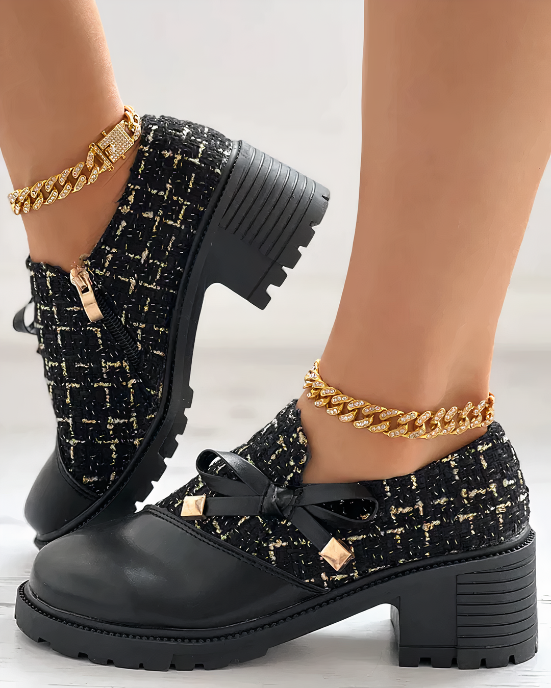 Elegant block-heeled shoes with pointed accents – Florina-Black-4.5-Nora Luxe