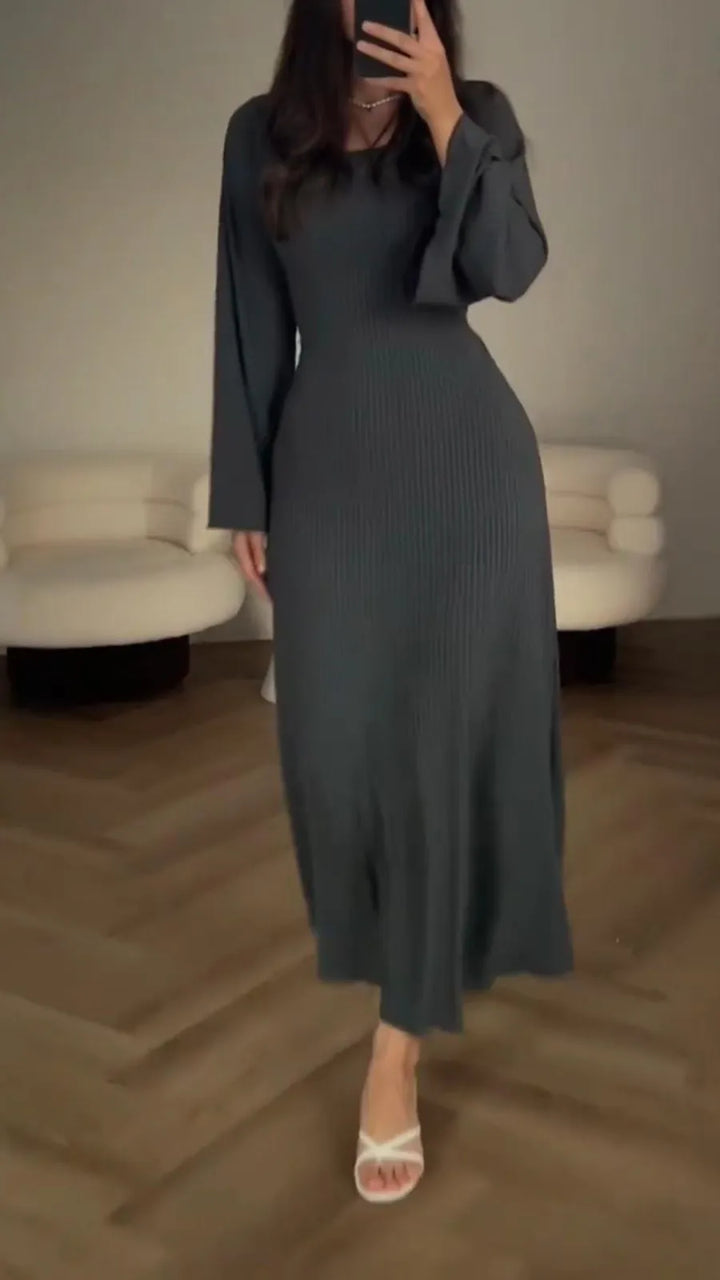 Elegant bodycon maxi dress with lacing – Valencia-Gray-S-Nora Luxe