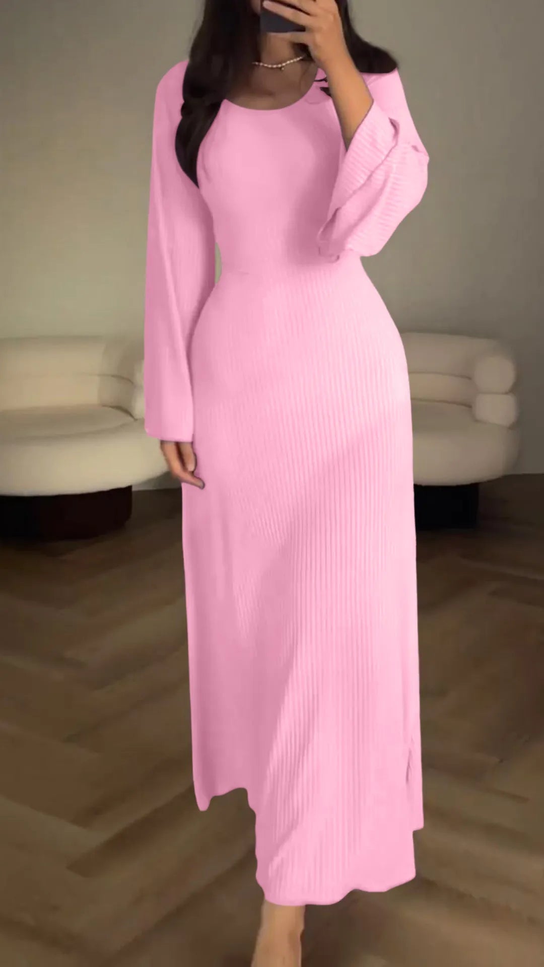 Elegant bodycon maxi dress with lacing – Valencia-Pink-S-Nora Luxe