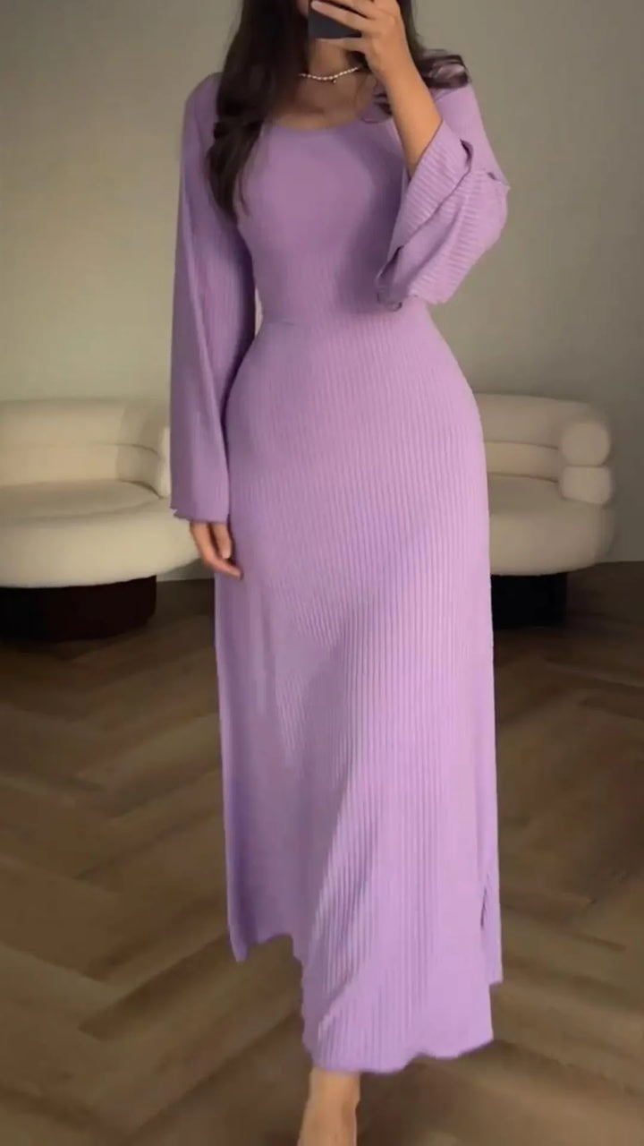 Elegant bodycon maxi dress with lacing – Valencia-Purple-S-Nora Luxe