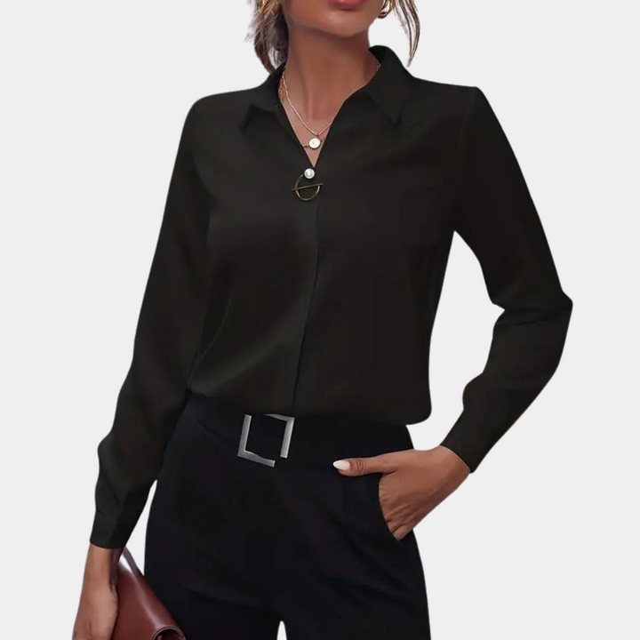 Elegant chiffon blouse for women - Amélie-Black-S-Nora Luxe