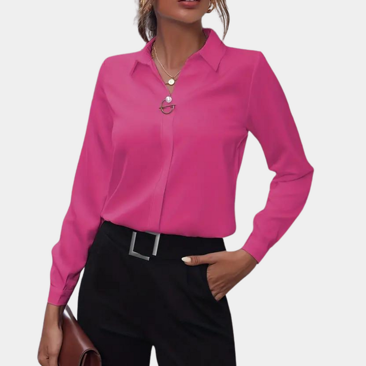 Elegant chiffon blouse for women - Amélie-Dark pink-S-Nora Luxe
