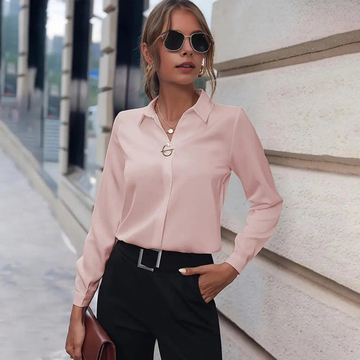 Elegant chiffon blouse for women - Amélie-Light blue-S-Nora Luxe