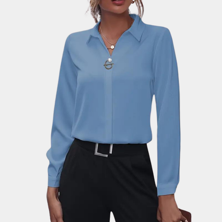 Elegant chiffon blouse for women - Amélie-Light blue-S-Nora Luxe
