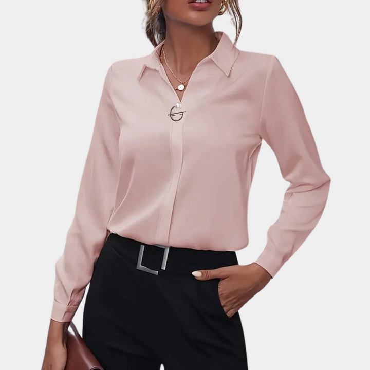 Elegant chiffon blouse for women - Amélie-Pink-S-Nora Luxe