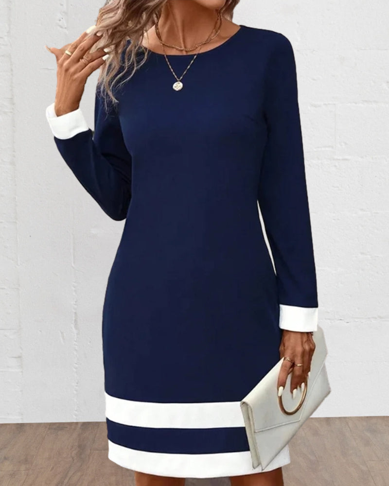 Elegant Dark Blue Women's Dress with Classic Silhouette – Aurelia-S-Nora Luxe
