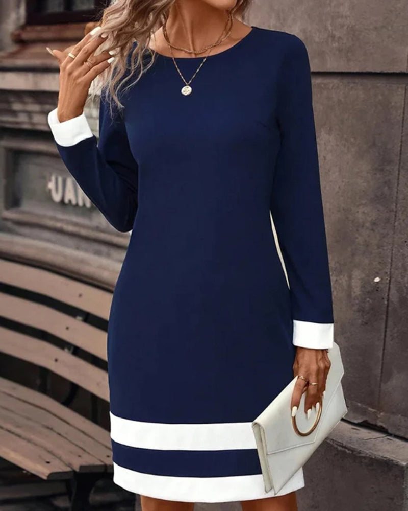 Elegant Dark Blue Women's Dress with Classic Silhouette – Aurelia-S-Nora Luxe